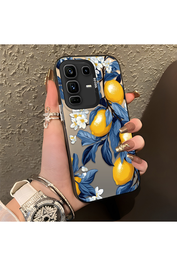 Infinix Note 50 Pro Plus Compatible Yellow Lemon Blue Leaf White Small Flower Shock Absorbing Protection