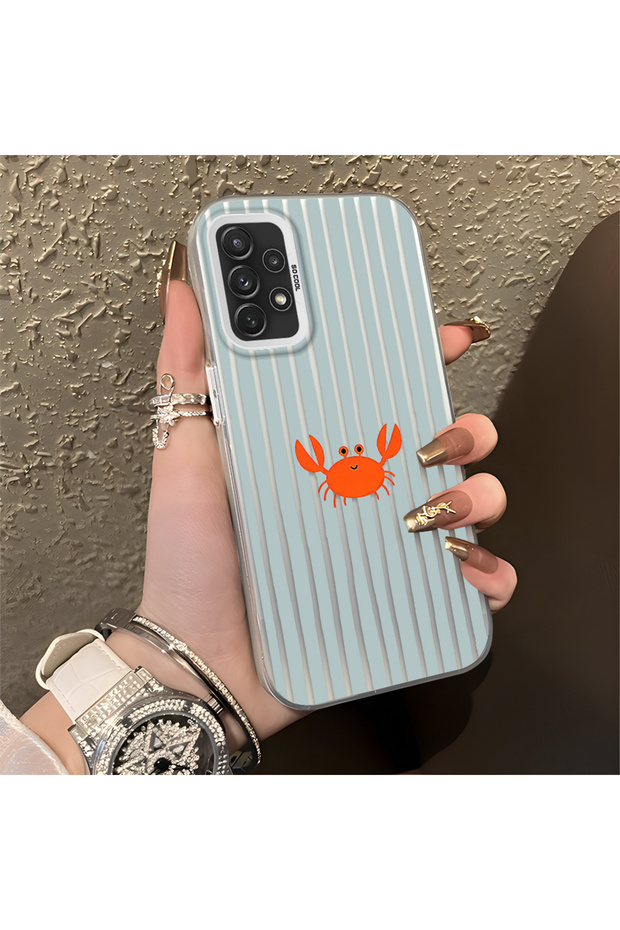 Samsung Galaxy A72 Compatible Simple Line Cartoon Little Red Crab Impact-Resistant Drawing