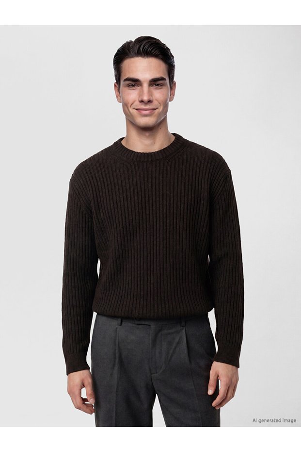I Zero Roba Collar Ribbed Men's Knitwear Sweater from Freezen Store