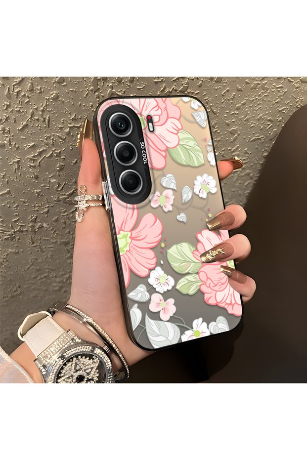 Tecno Camon 40 Compatible Fresh Pink White Flower Ivy Full Surround Elegant Shockproof Printing