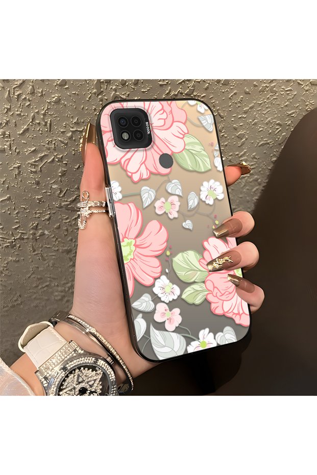 Poco C31 Compatible Fresh Pink White Flower Ivy Full Surround Elegant Shockproof Printing