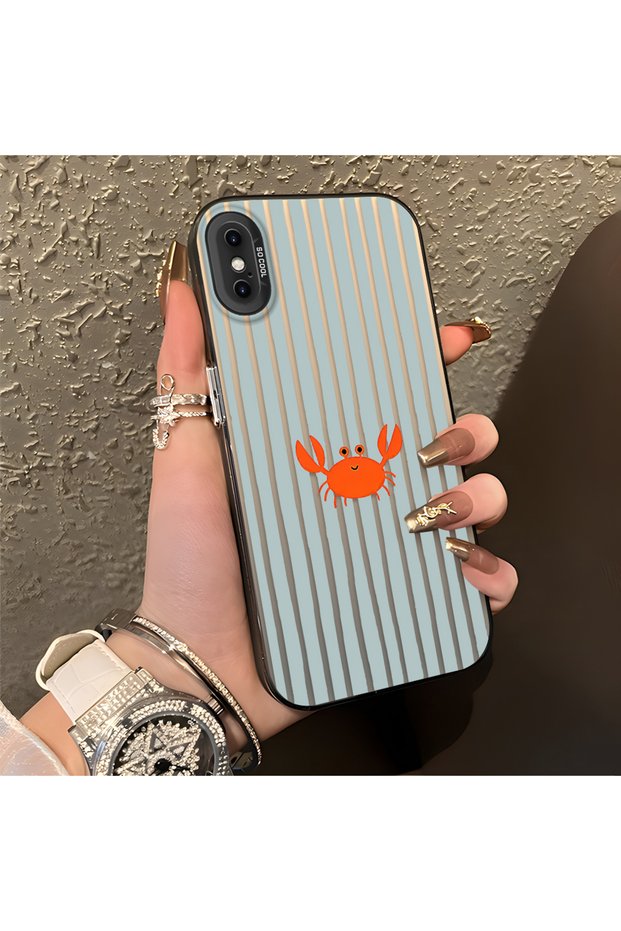 iPhone XS Max Compatible Simple Line Drawing Cartoon Little Red Crab Impact Resistant Drawing