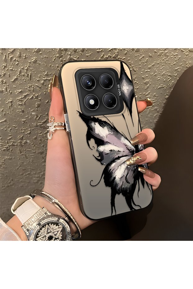 Redmi Note 14 Pro 4G/5G Compatible Cool Ink Pink White Butterfly Star Simple Style Shock Absorbing