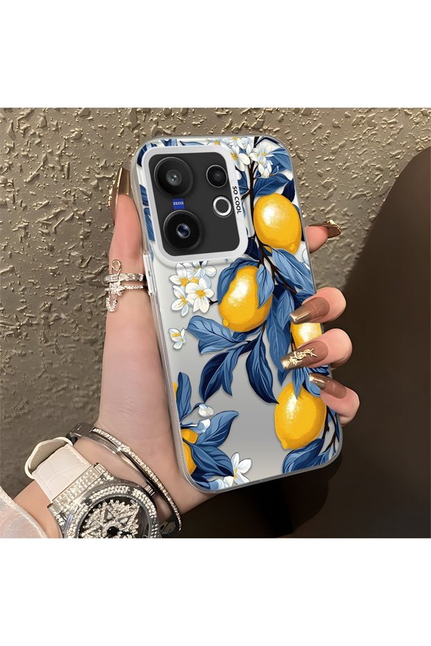 Vivo X200 Fe Compatible Yellow Lemon Blue Leaf White Small Flower Shock Absorbing Protection
