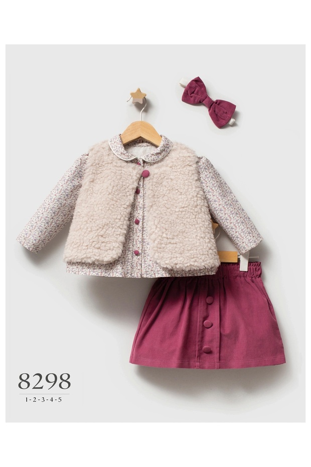 Girl's Vest Skirt Set 3-Piece Little Flowers Bandana