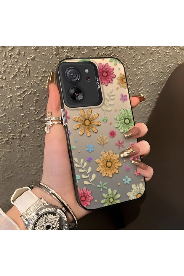 Mi 13t Pro/Mi 13t Compatible Colorful Multicolor Daisy Plants Retro Hand Drawn Flower Print
