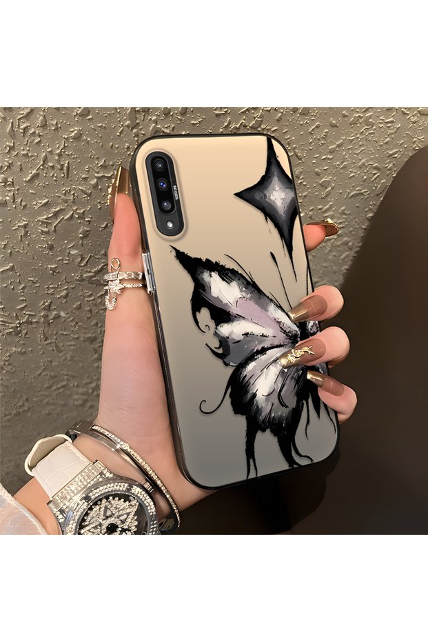 Samsung Galaxy A50/A50S/A30S Compatible Cool Ink Pink White Butterfly Star Simple Style Shock Absorbent
