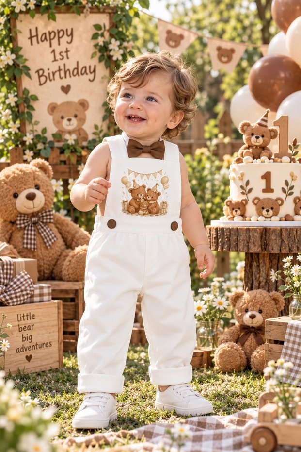 Teddy Bear Themed Boy's Birthday Party Outfit