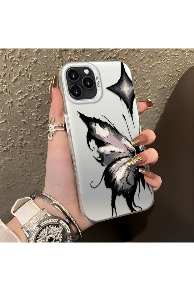 iPhone 11 Pro Max Compatible Cool Ink Pink White Butterfly Star Simple Style Shock Absorbing