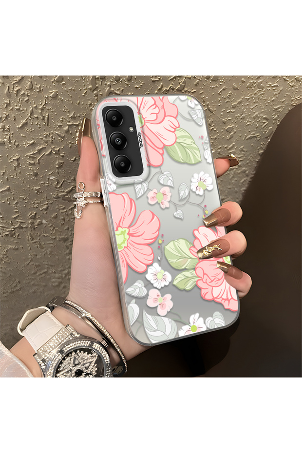 Samsung Galaxy A05S Compatible Fresh Pink White Flower Ivy Full Surround Elegant Shockproof Printing