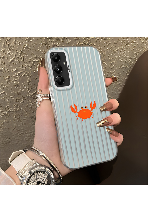 Samsung Galaxy A05S Compatible Simple Striped Cartoon Little Red Crab Impact-Resistant Drawing