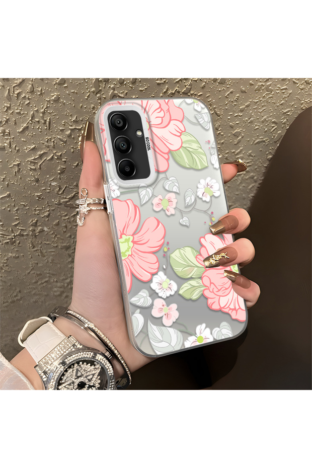 Samsung Galaxy A15 4G/5G Compatible Fresh Pink White Flower Ivy Full Surround Elegant Shockproof Printing