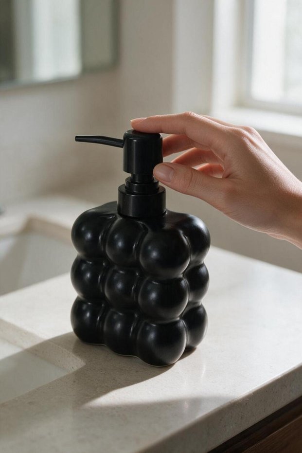 Bubble Glass Liquid Soap Dispenser Black 300ml