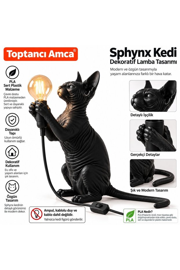 Cat Decorative Lamp Figure Pla Hard Plastic 3D Printing Modern Table Lamp Design