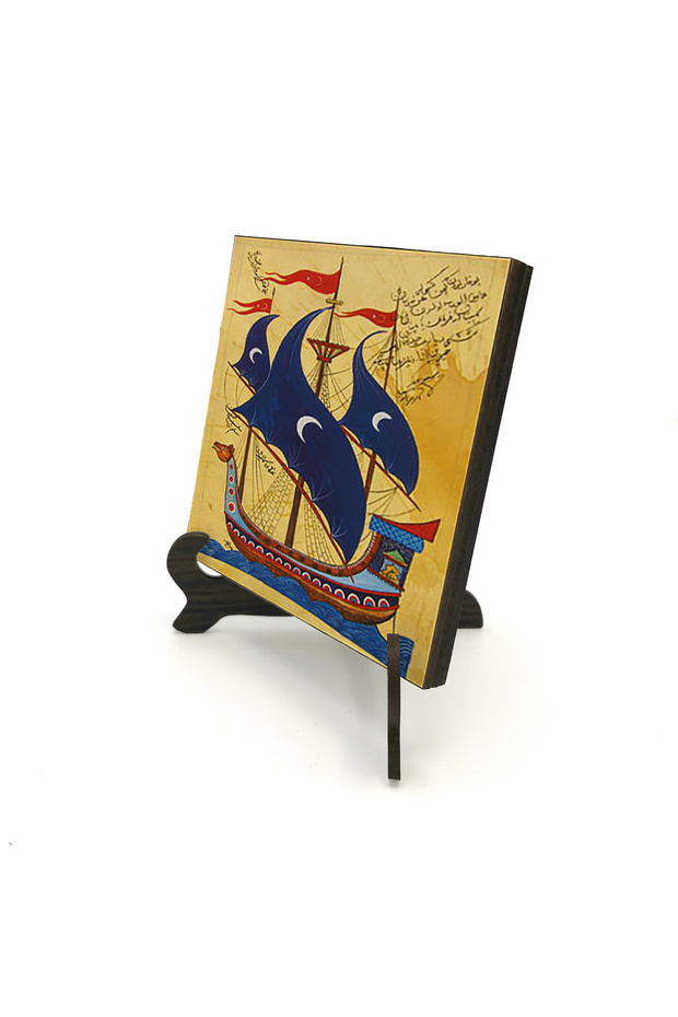 Ottoman Sailboat Miniature Printed Wooden Tabletop Decoration