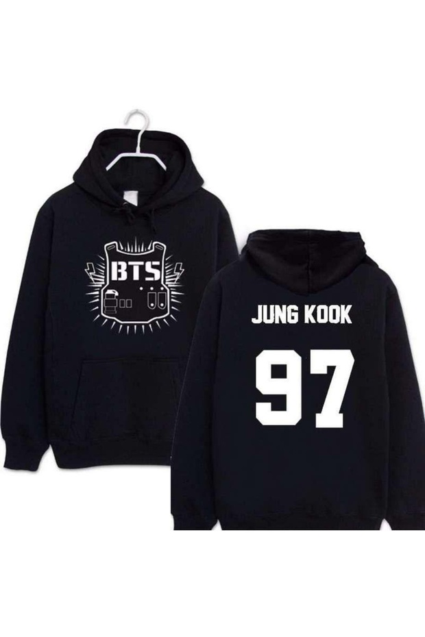 Bts Jung Kook 97 Printed Cotton 3 Thread Threaded Oversize Sweatshirt