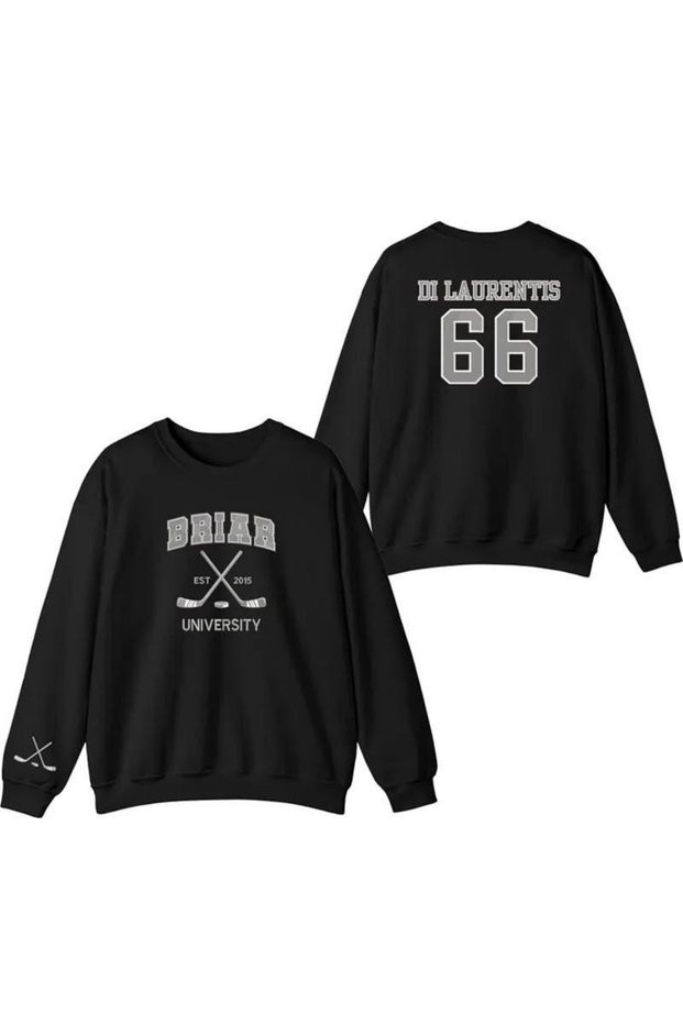 Briar Di Laurentis 66 Off Campus Printed Cotton 3 Thread Threaded Crew Neck Oversize Sweatshirt