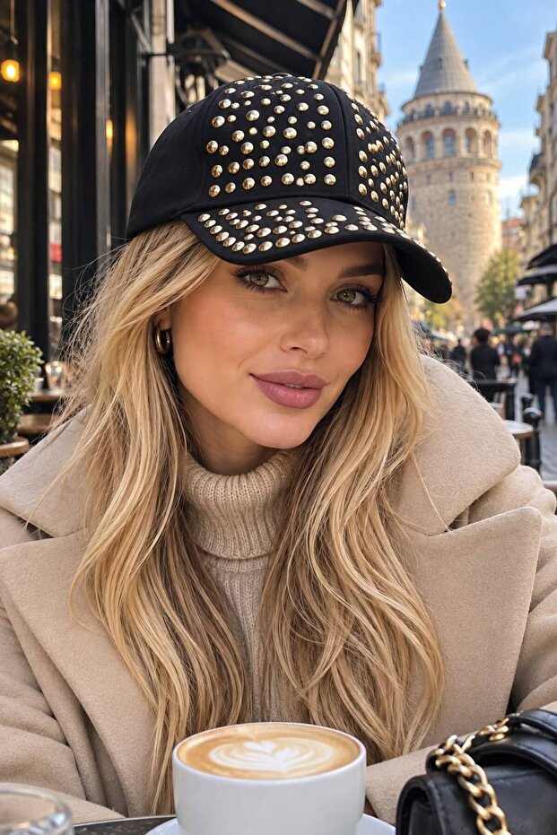 Black Gold Trocley Stone Cap Women's Hat