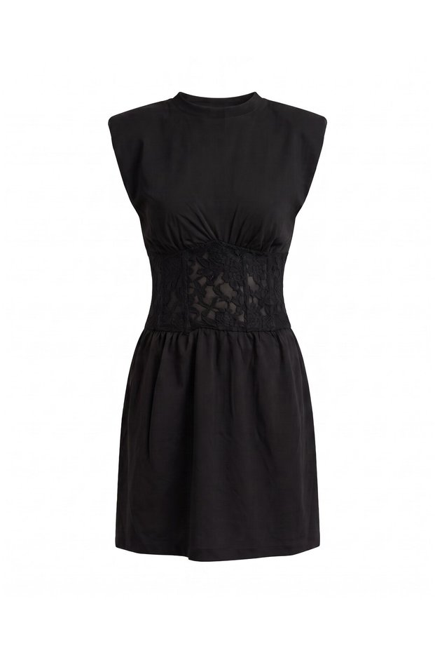 Black Lace Corset Padded Dress