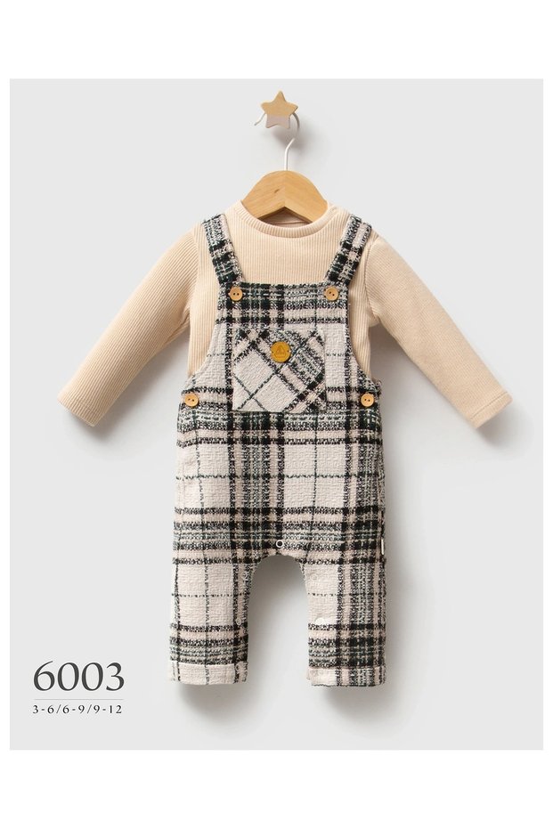 Baby Boy Big Plaid Plaid Salopet Blouse Set