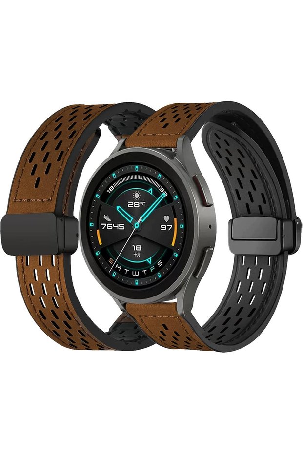 أحزمة ساعات من الجلد الطبيعي والسيليكون سريعة الفك مقاس 18/20/22 مم