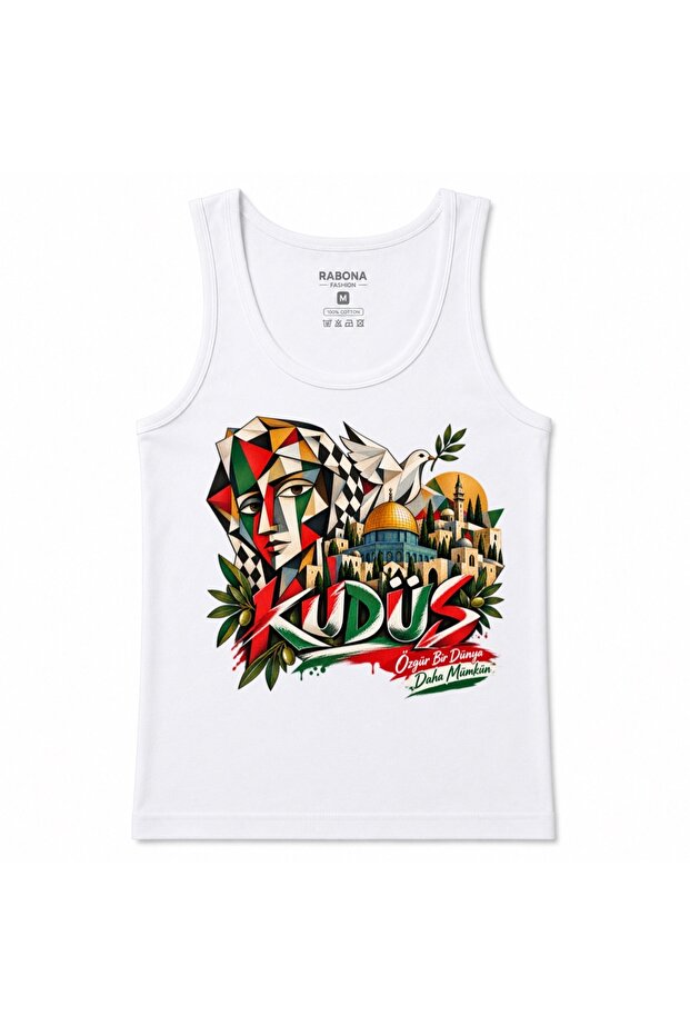Jerusalem Faceted Face and Cityscape Graphic Tank Top