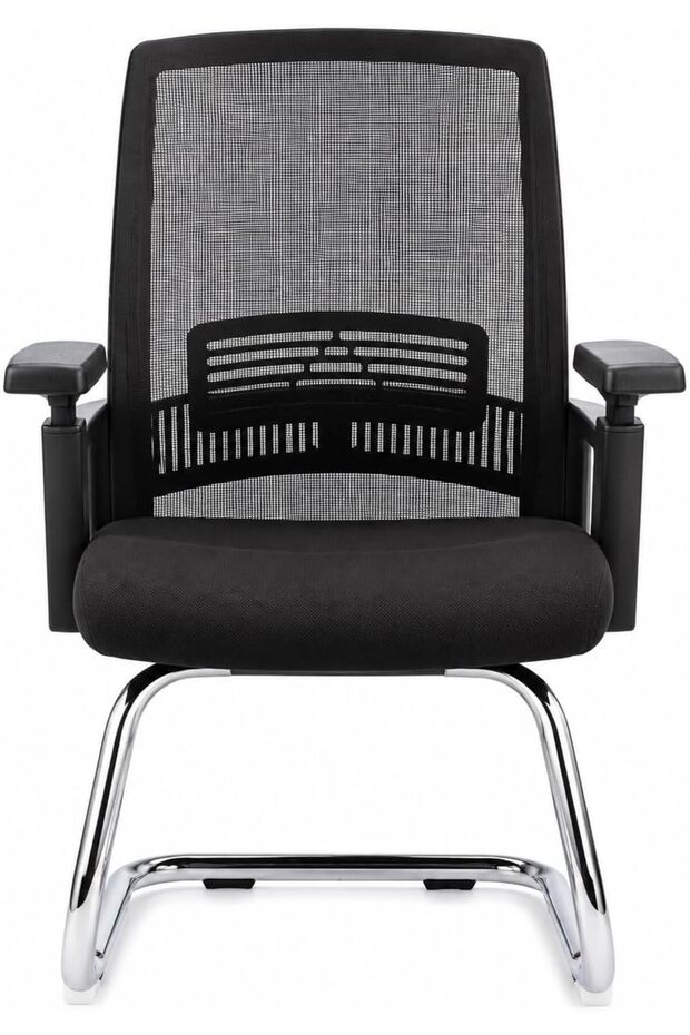 COMFY-V Visitor Chair, Ergonomic Mesh Back, Adjustable Lumbar Support & Armrests, Cushioned Seat, Premium Chrome Cantilever Base, Office & Meeting Chair