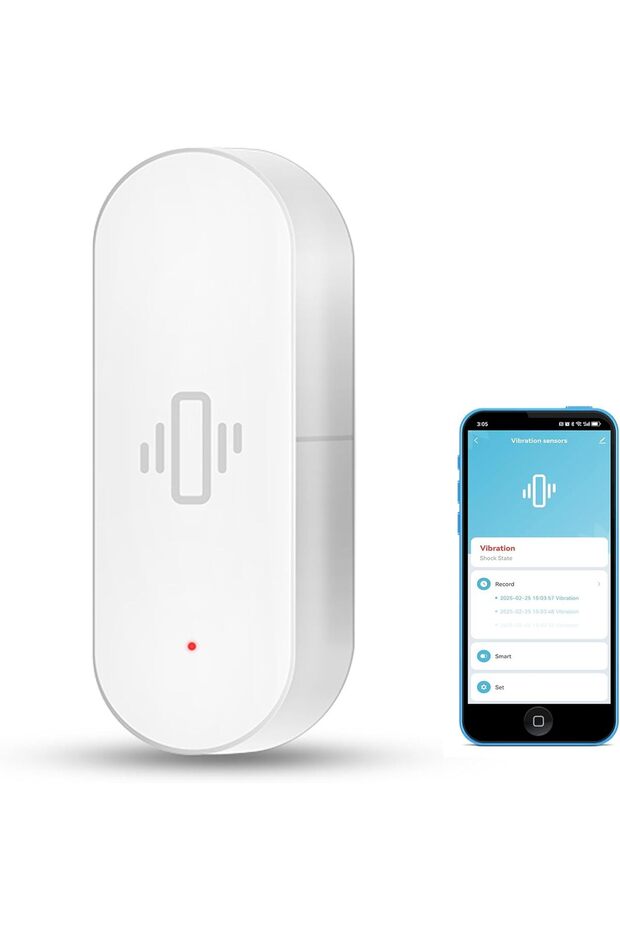 Smart Vibration Sensor for Windows and Doors, WiFi Wireless Glass Break Detector with App Alerts, Ad