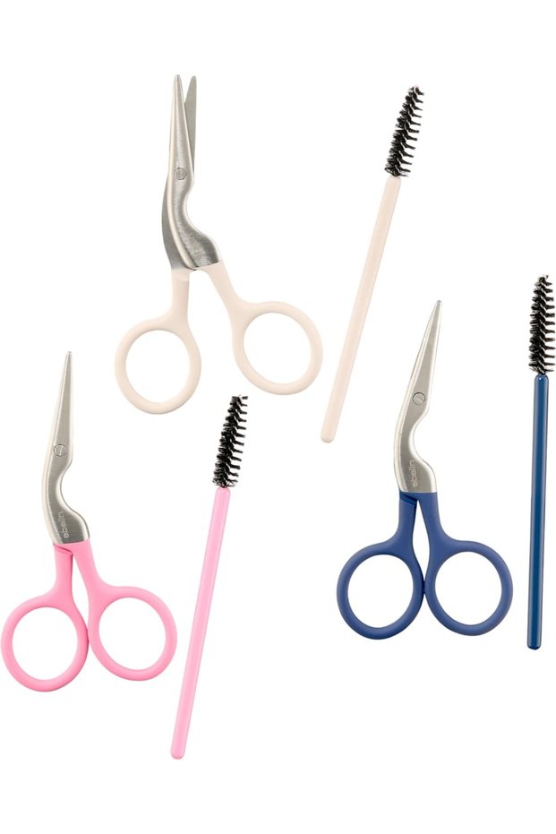 Eyebrow scissors with brush, various models, 2 pcs