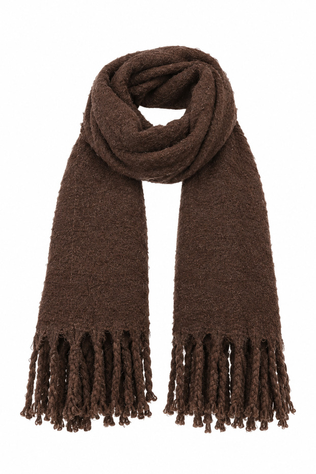 Puff Scarf Shawl Shoulder Shawl - Curled Scarf Shawl - Puffy Cherry Soft Shoulder Shawl Brown