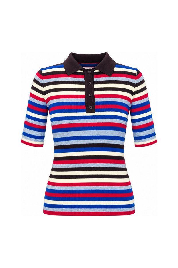 Multicolored polo collar knitwear