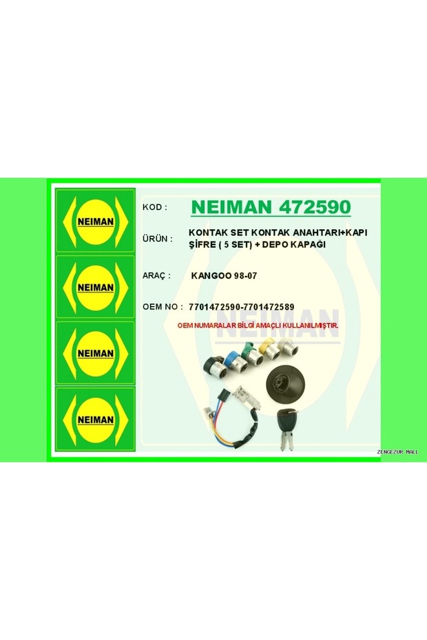 Zngzrmll Kontak Set Kontak Anahtar Kapi Şi̇fre 5 Set Depo Kapaği (175208) Goo 98-07
