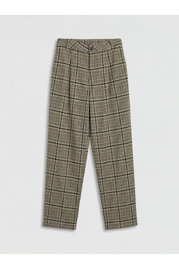 Pleated Girls' Plaid Trousers