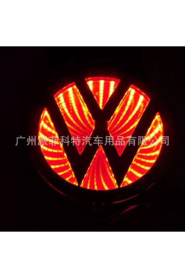 Volkswagen 3D Illuminated Logo Emblem Red 11/11 cm Led Logo Emblem Volkswagen Illuminated Vehicle Logo