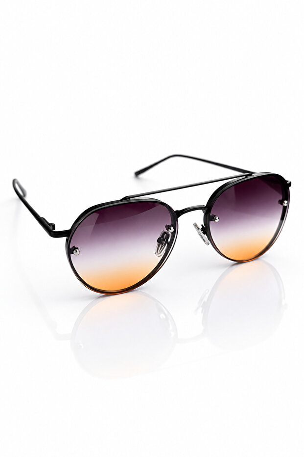 Gradient Men's Oval Sunglasses Metal Frame Uv400 Protection