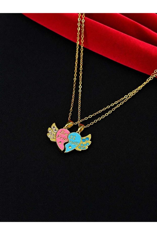 316L Steel Friendship Necklace Two Pendants