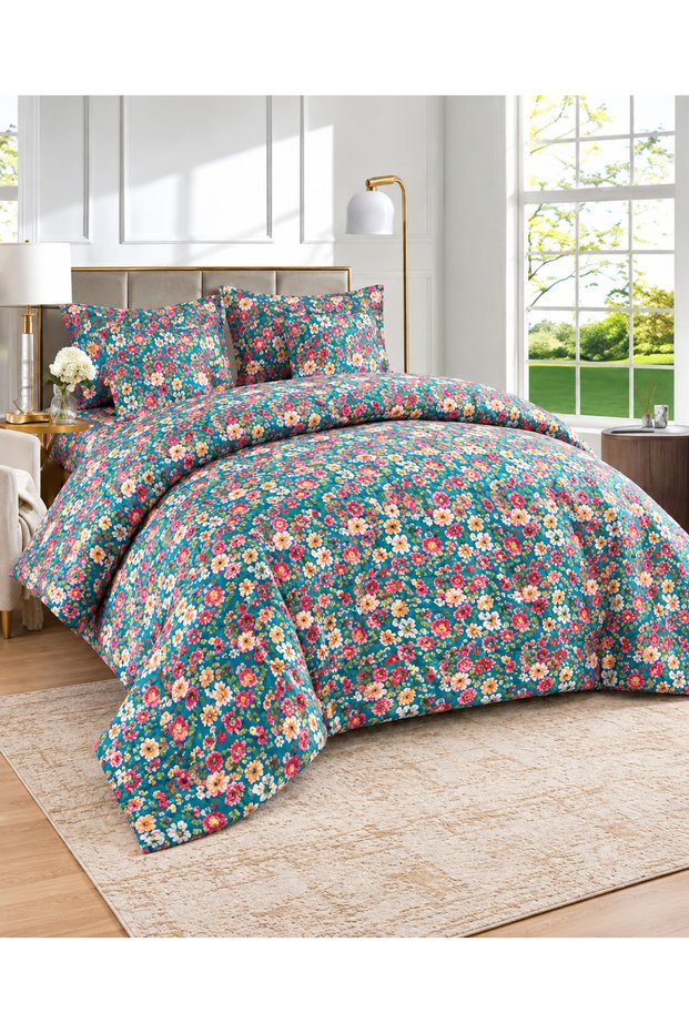6-Piece & Comfortable Bed Set with Comforter, Bedsheet, Pillow Covers & Cushion Covers – 220×240 cm