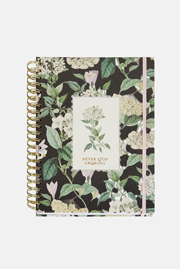 Floral Print Hardcover Spiral Notebook Journal, Multicolor