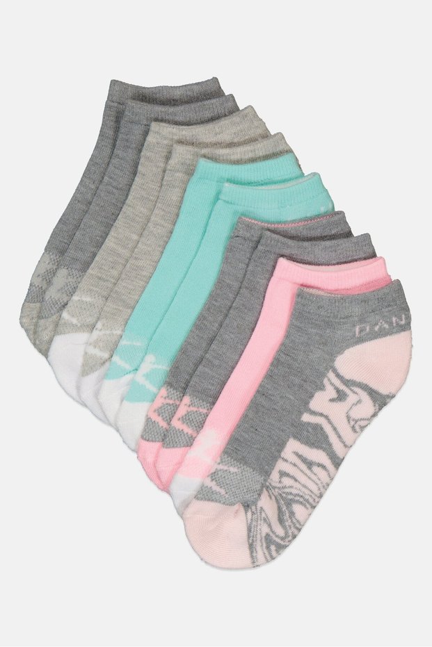 Kids Girl 10 Pair Brand Logo No Show Socks, Multicolor