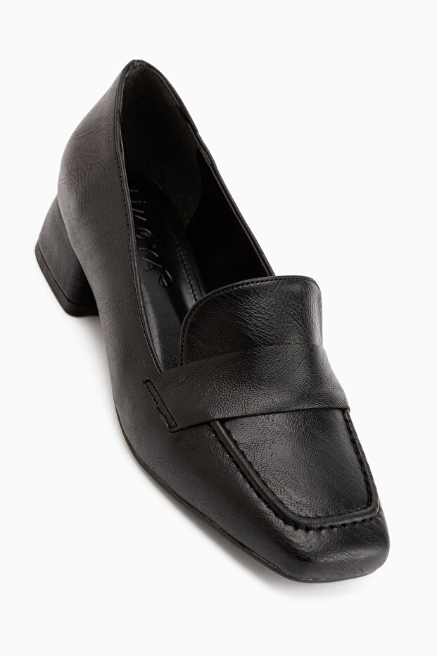 Malvina Black Short Heeled Women's Shoes