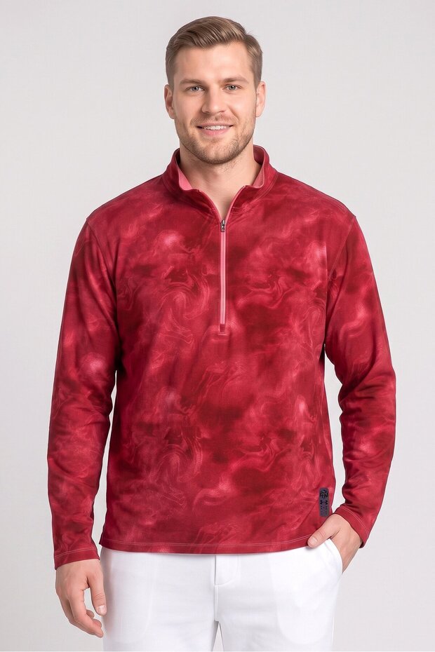 Men Fitted Long Sleeve Running Sweatshirt, Deep Pink