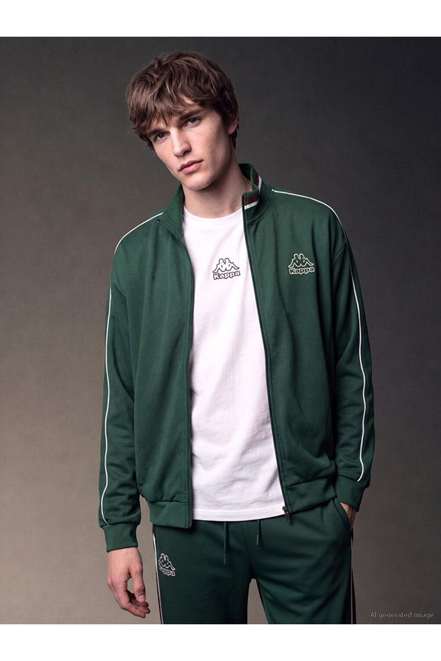 Vizyon New Season Green Stand Collar Men's Zippered Sweatshirt