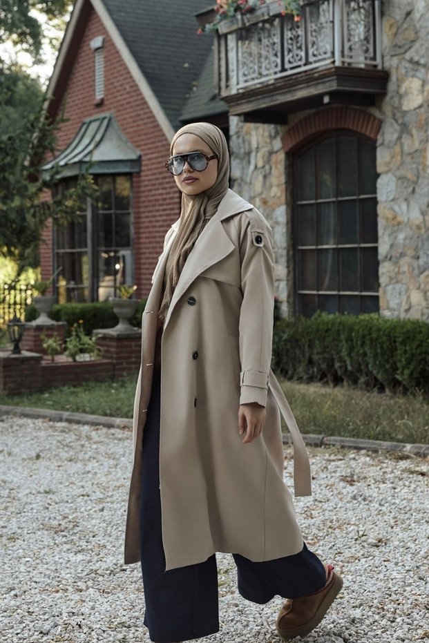 Rain Long Trench Coat Beige