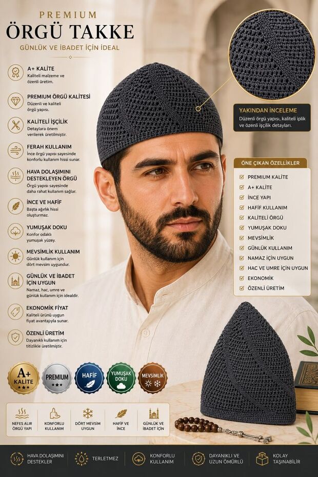 Premium Knitted Skullcap |   Breathable Thin and Lightweight Men's Skullcap
