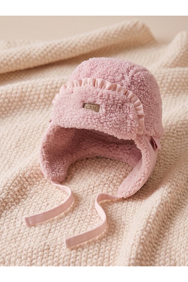 Baby Girl Welsoft Hat with Ear Protection Winter Hat Lace-Up Plush Beanie