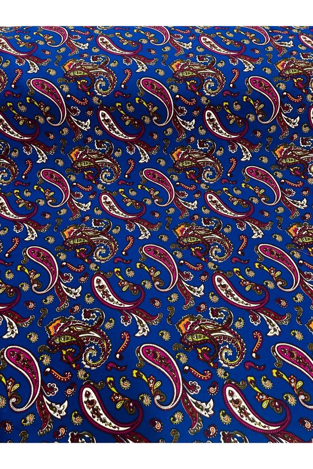 Width 90 Cm. Divitin Flannel Fabric - Shawl Pattern Saks Blue