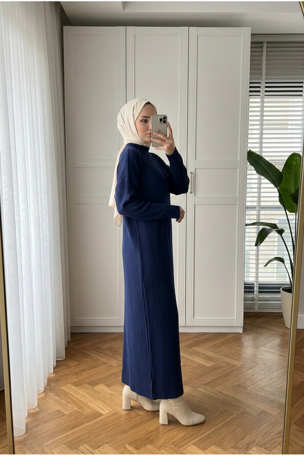 Women's Ribbed Knitwear Loose Long Dress