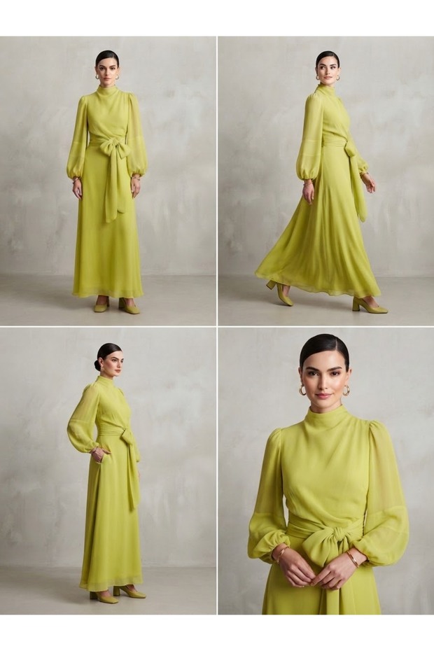 Silk Fabric Lined Evening Dress
