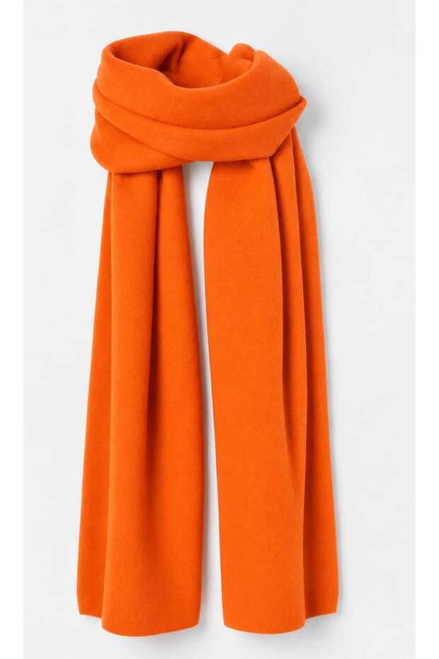 Puffy Fleece Orange Soft Textured New Year Christmas Gift Women's Scarf Shawl Shoulder Wrap 40X 170 cm