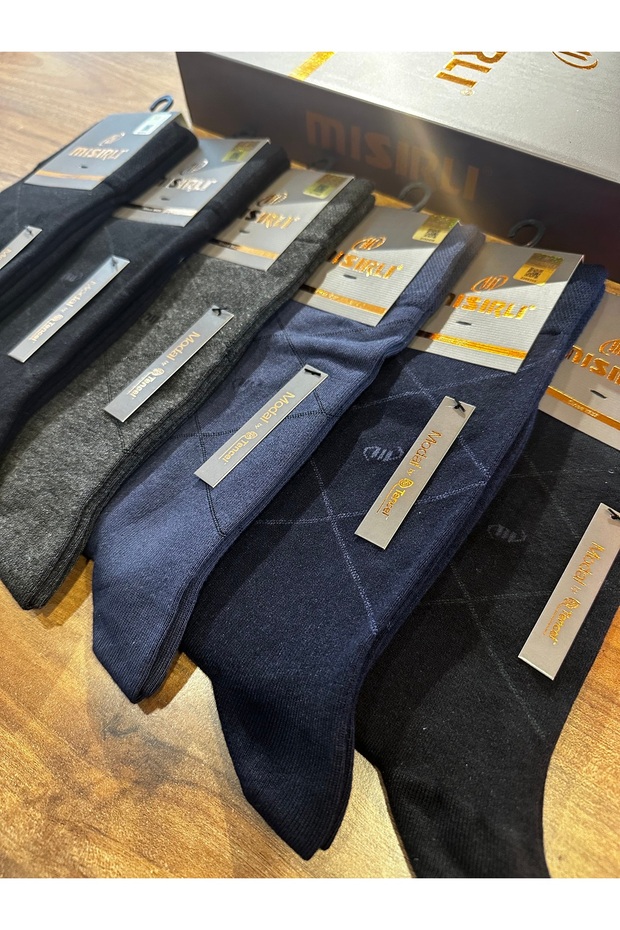 Seamless Modal Plaid Striped Comfortable Casual Men's Socks 12-Pack